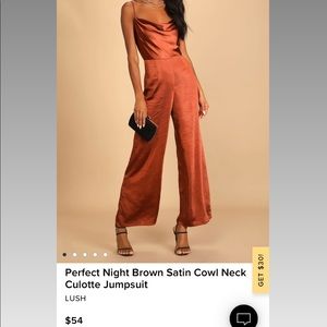 Size medium Lulus orangish/brown satin cowl neck jumpsuit